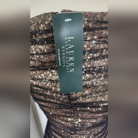 NWT Ralph Lauren Evening Gold Black Sequin Dress - Size 4 - Picture 11 of 13